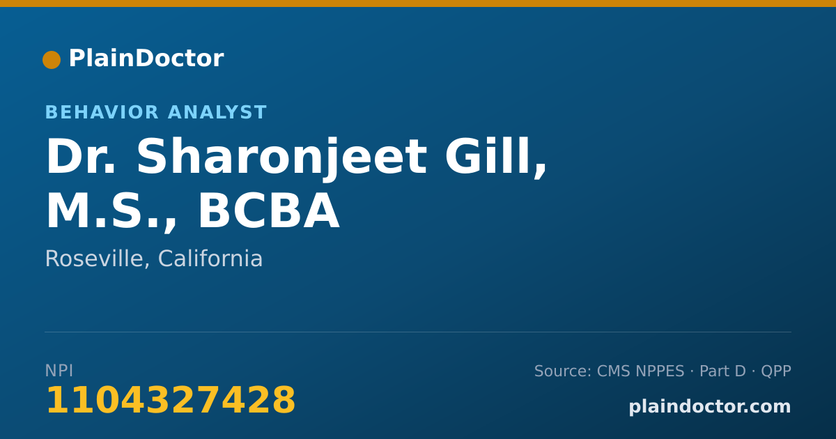 Shareable card for Sharonjeet Gill, M.S., BCBA - Behavior Analyst, Roseville, CA