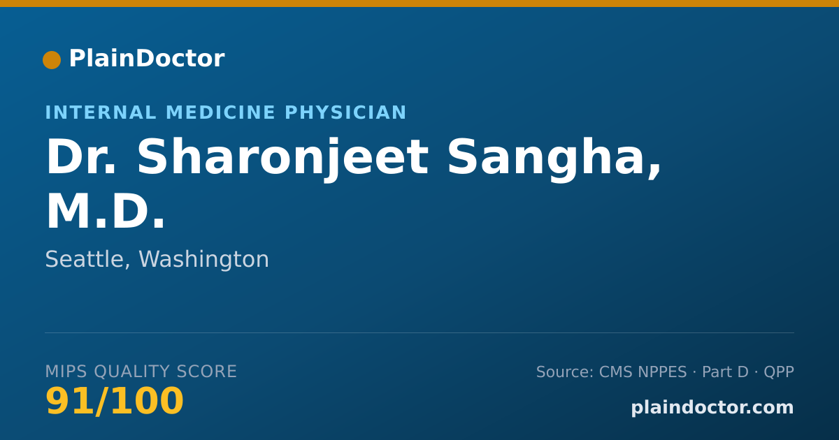 Shareable card for Sharonjeet Sangha, M.D. - Internal Medicine Physician, Seattle, WA