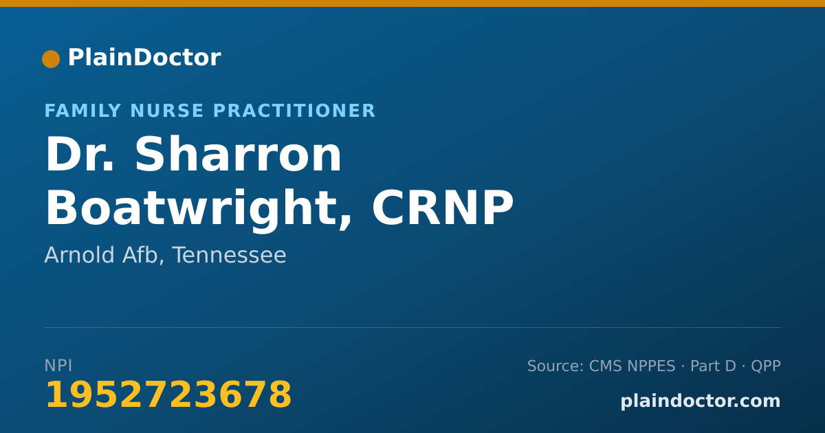 Shareable card for Sharron Boatwright, CRNP - Family Nurse Practitioner, Arnold Afb, TN