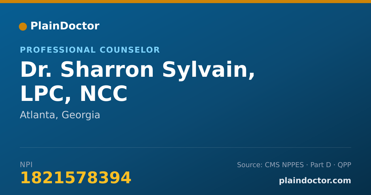 Shareable card for Sharron Sylvain, LPC, NCC - Professional Counselor, Atlanta, GA