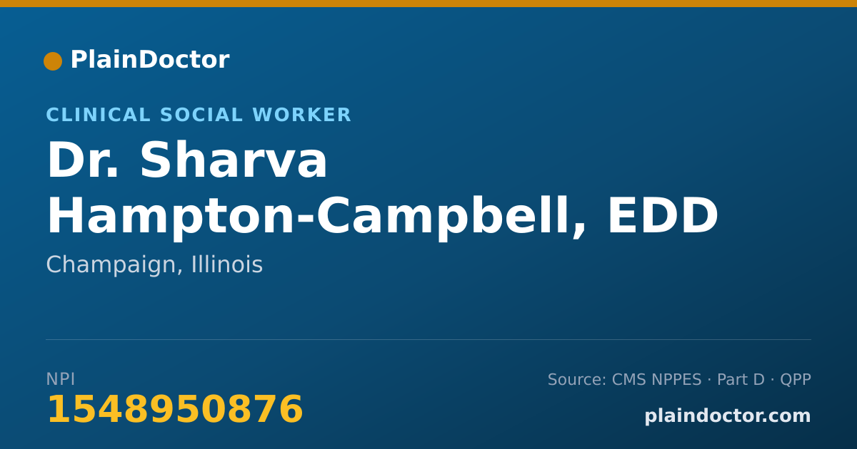 Shareable card for Sharva Hampton-Campbell, EDD - Clinical Social Worker, Champaign, IL