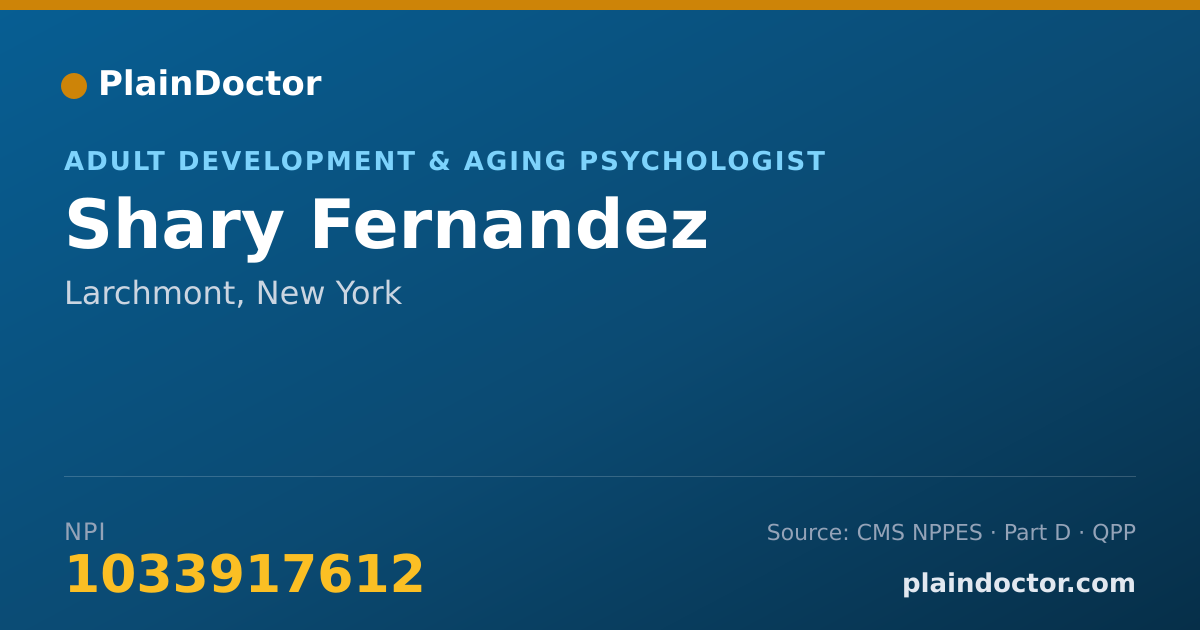 Shareable card for Shary Fernandez - Adult Development & Aging Psychologist, Larchmont, NY