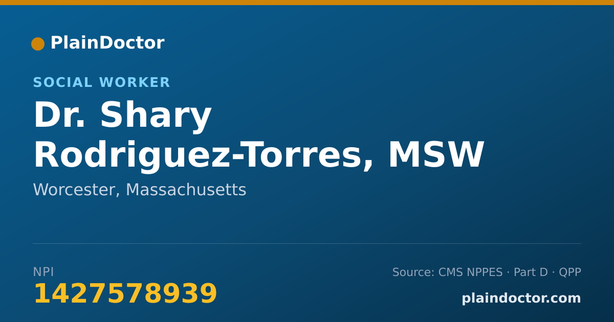 Shareable card for Shary Rodriguez-Torres, MSW - Social Worker, Worcester, MA