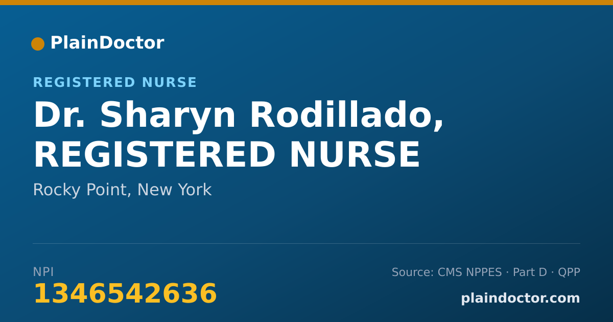 Shareable card for Sharyn Rodillado, REGISTERED NURSE - Registered Nurse, Rocky Point, NY