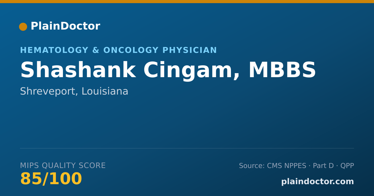 Shareable card for Shashank Cingam, MBBS - Internal Medicine Physician, Shreveport, LA