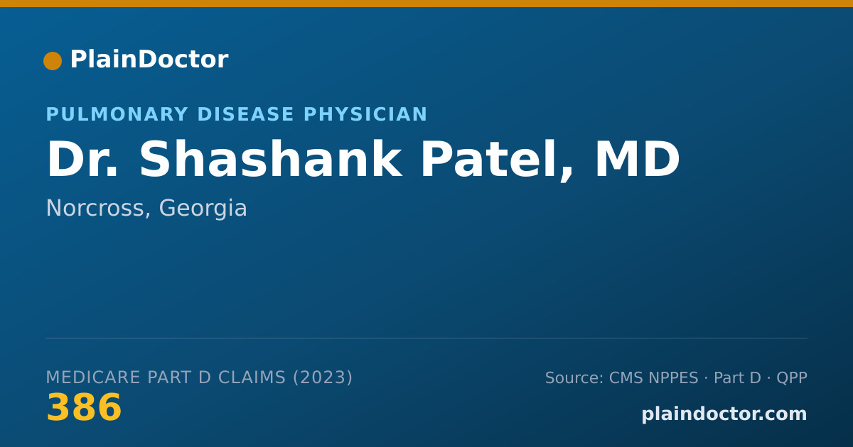 Shareable card for Shashank Patel, MD - Pulmonary Disease Physician, Norcross, GA