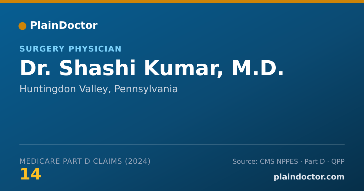 Shareable card for Shashi Kumar, M.D. - Surgery Physician, Huntingdon Valley, PA