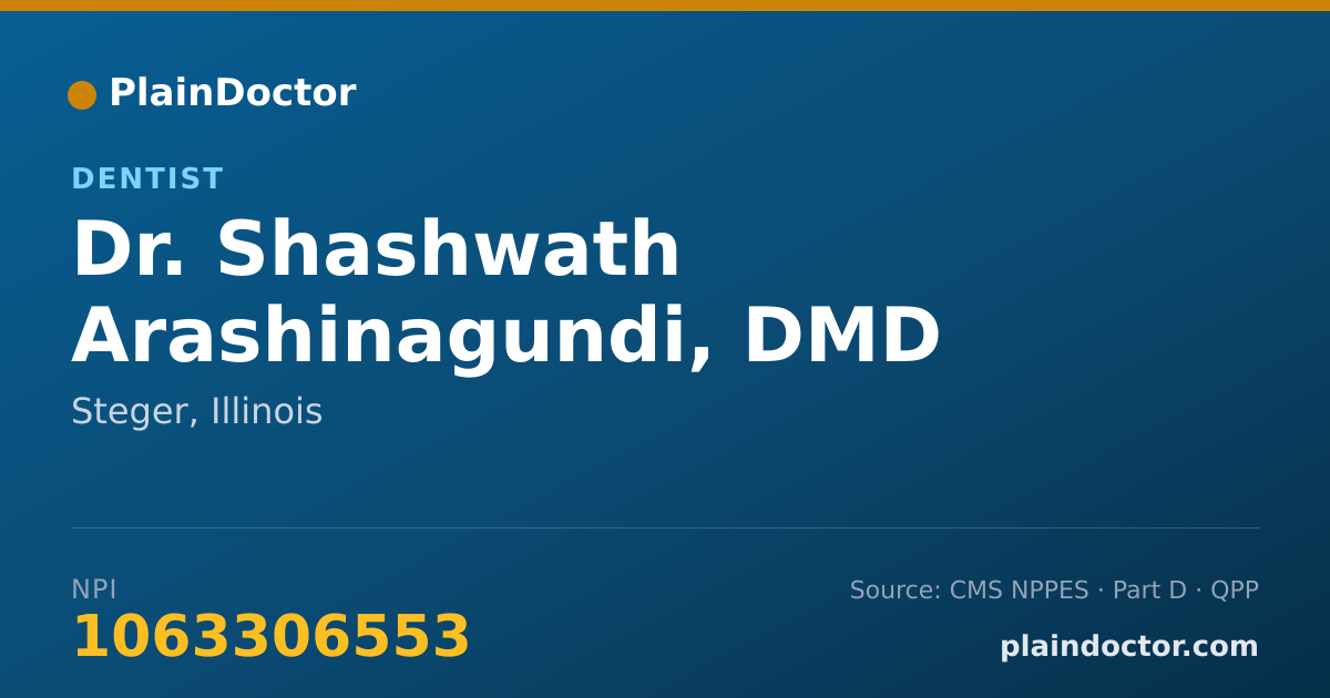 Shareable card for Shashwath Arashinagundi, DMD - Dentist, Steger, IL