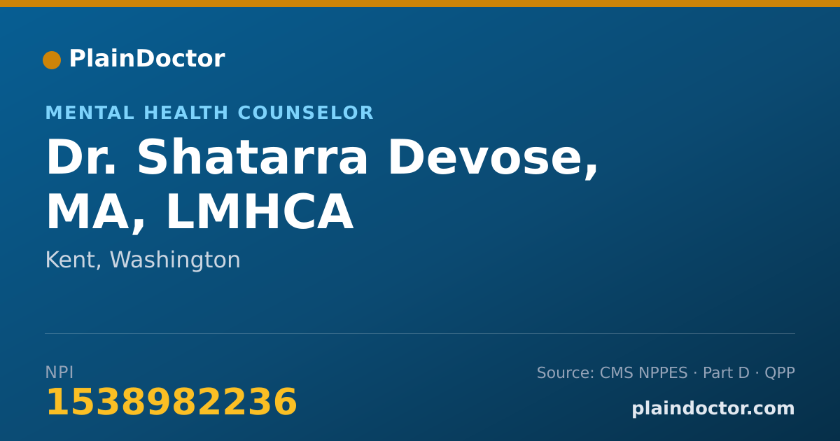 Shareable card for Shatarra Devose, MA, LMHCA - Mental Health Counselor, Kent, WA