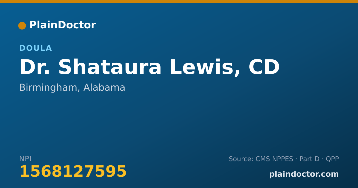 Shareable card for Shataura Lewis, CD - Doula, Birmingham, AL