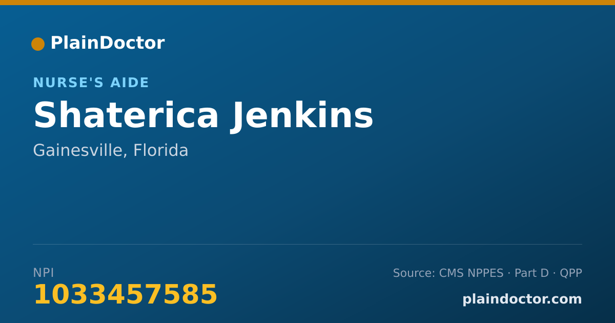 Shareable card for Shaterica Jenkins - Nurse's Aide, Gainesville, FL