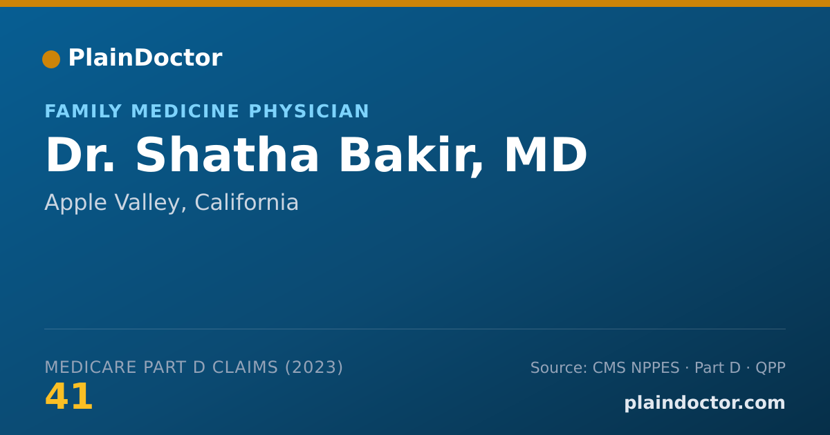 Shareable card for Shatha Bakir, MD - Family Medicine Physician, Apple Valley, CA