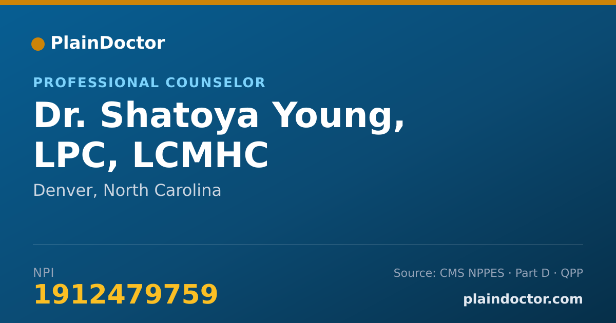 Shareable card for Shatoya Young, LPC, LCMHC - Professional Counselor, Denver, NC