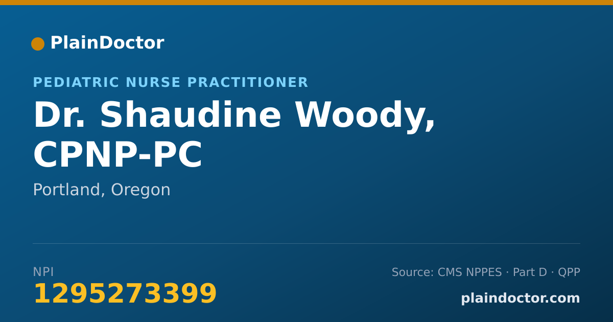 Shareable card for Shaudine Woody, CPNP-PC - Pediatric Nurse Practitioner, Portland, OR