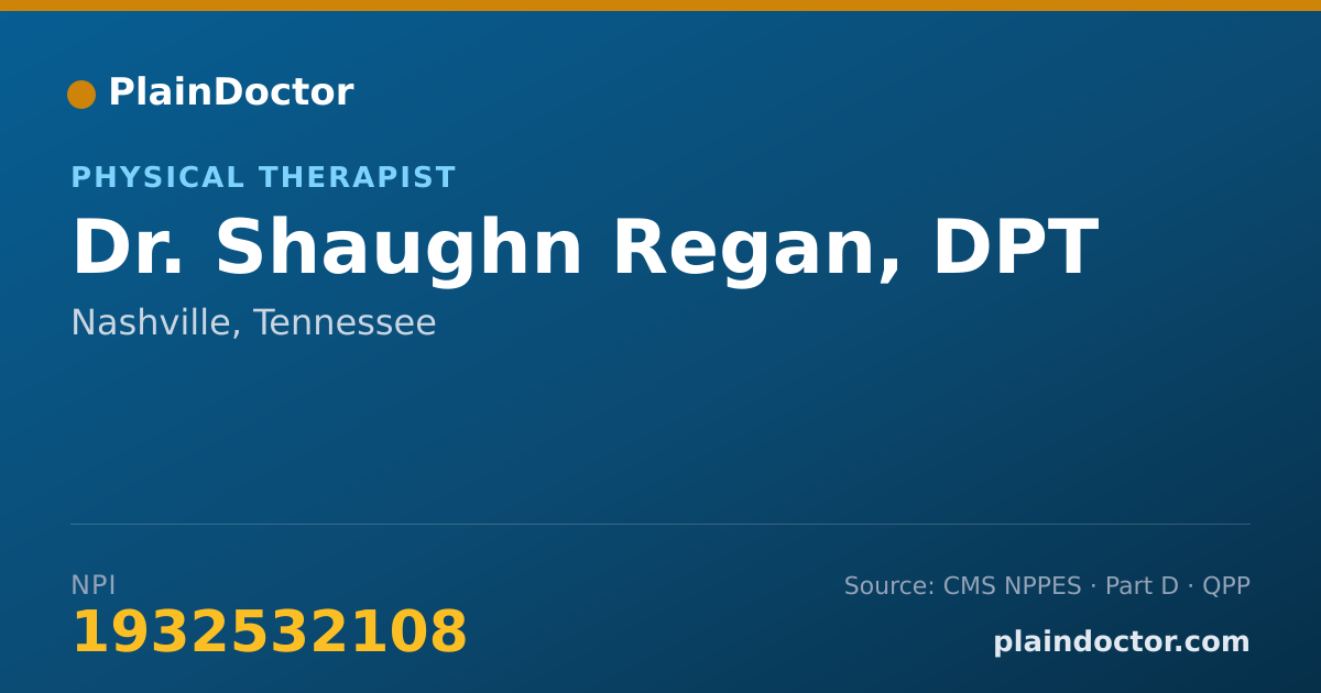 Shareable card for Shaughn Regan, DPT - Physical Therapist, Nashville, TN
