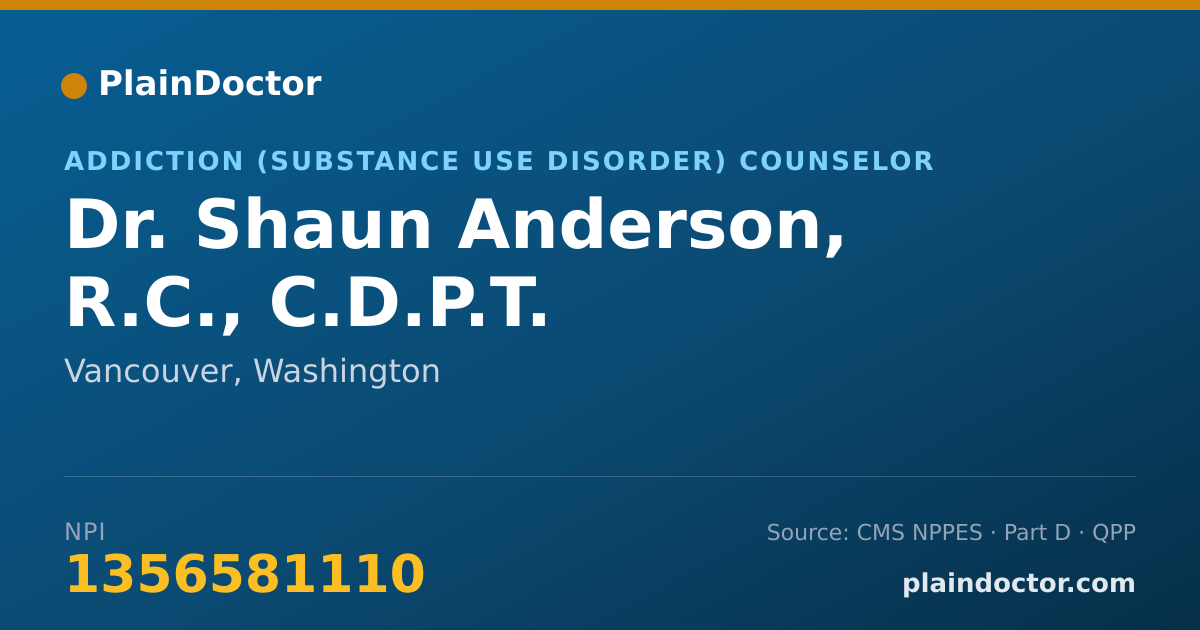 Shareable card for Shaun Anderson, R.C., C.D.P.T. - Addiction (Substance Use Disorder) Counselor, Vancouver, WA