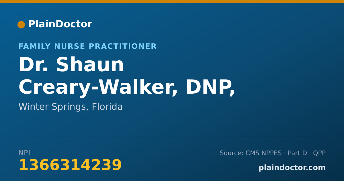 Shareable card for Shaun Creary-Walker, DNP, FNP-BC, APRN - Family Nurse Practitioner, Winter Springs, FL