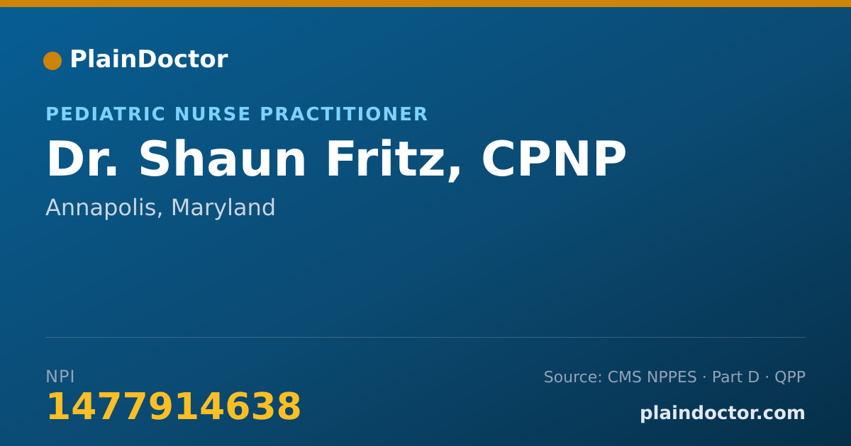 Shareable card for Shaun Fritz, CPNP - Pediatric Nurse Practitioner, Annapolis, MD