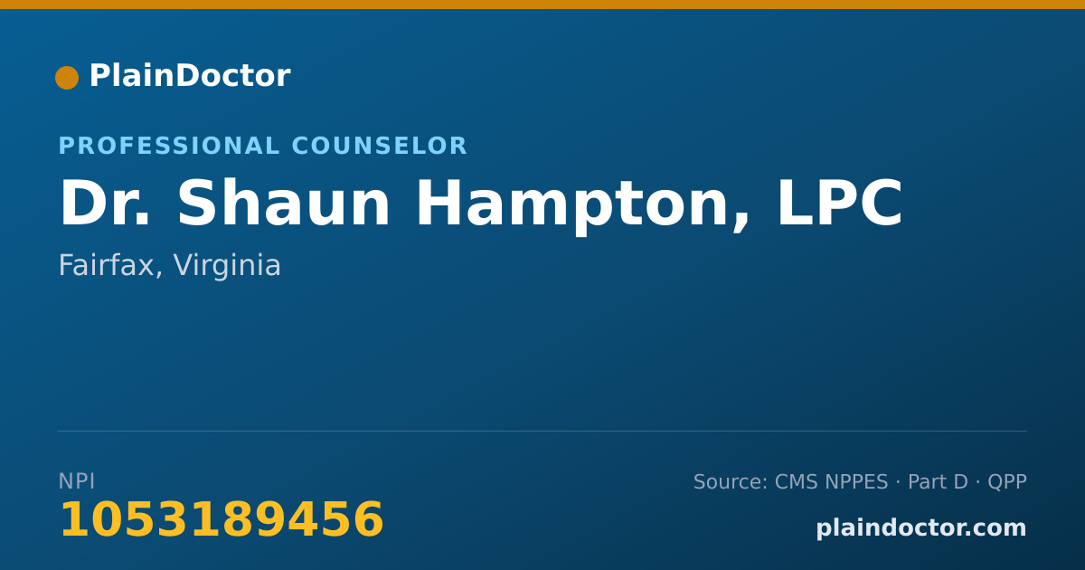 Shareable card for Shaun Hampton, LPC - Professional Counselor, Fairfax, VA