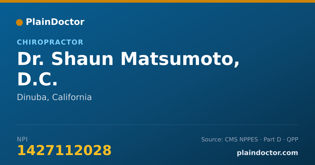 Shareable card for Shaun Matsumoto, D.C. - Chiropractor, Dinuba, CA