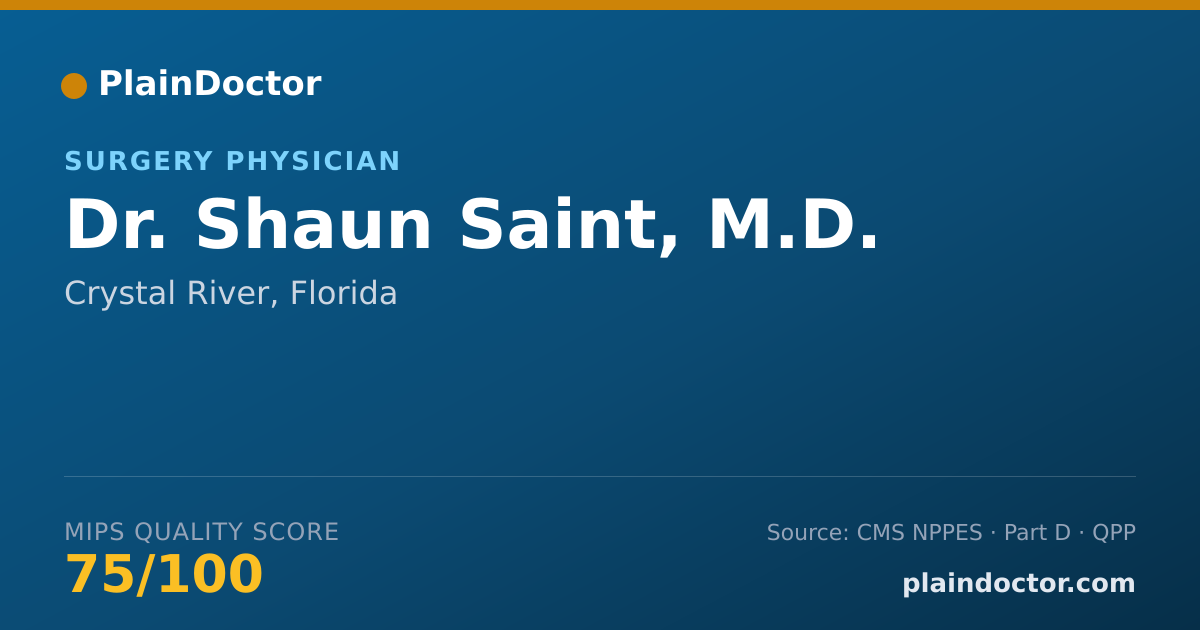 Shareable card for Shaun Saint, M.D. - Surgery Physician, Crystal River, FL