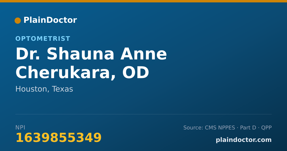 Shareable card for Shauna Anne Cherukara, OD - Optometrist, Houston, TX