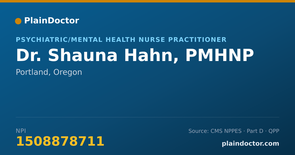Shareable card for Shauna Hahn, PMHNP - Psychiatric/Mental Health Nurse Practitioner, Portland, OR