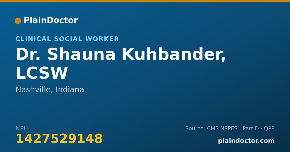 Shareable card for Shauna Kuhbander, LCSW - Clinical Social Worker, Nashville, IN