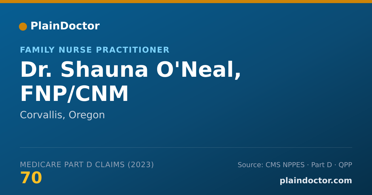 Shareable card for Shauna O'Neal, FNP/CNM - Family Nurse Practitioner, Corvallis, OR