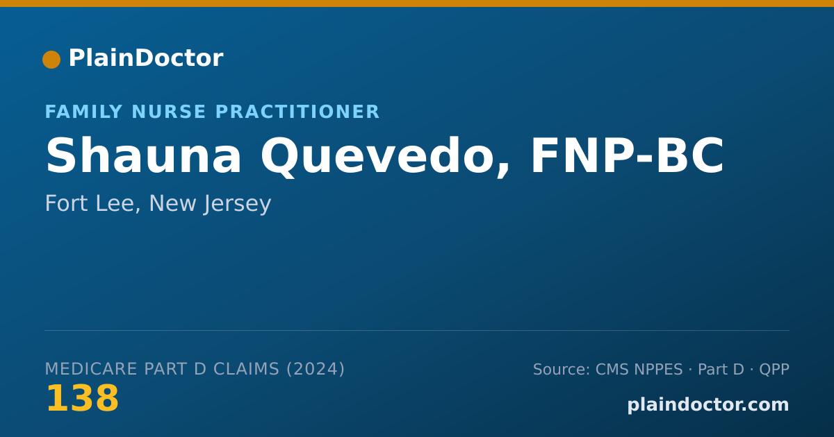 Shareable card for Shauna Quevedo, FNP-BC - Family Nurse Practitioner, Fort Lee, NJ