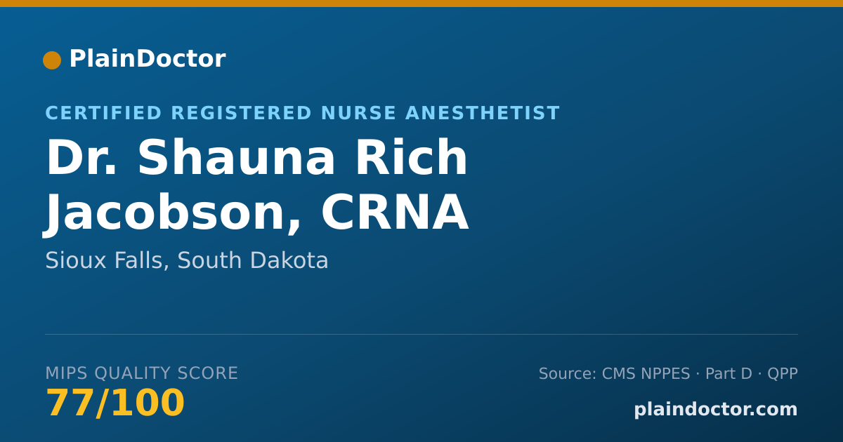 Shareable card for Shauna Rich Jacobson, CRNA - Certified Registered Nurse Anesthetist, Sioux Falls, SD