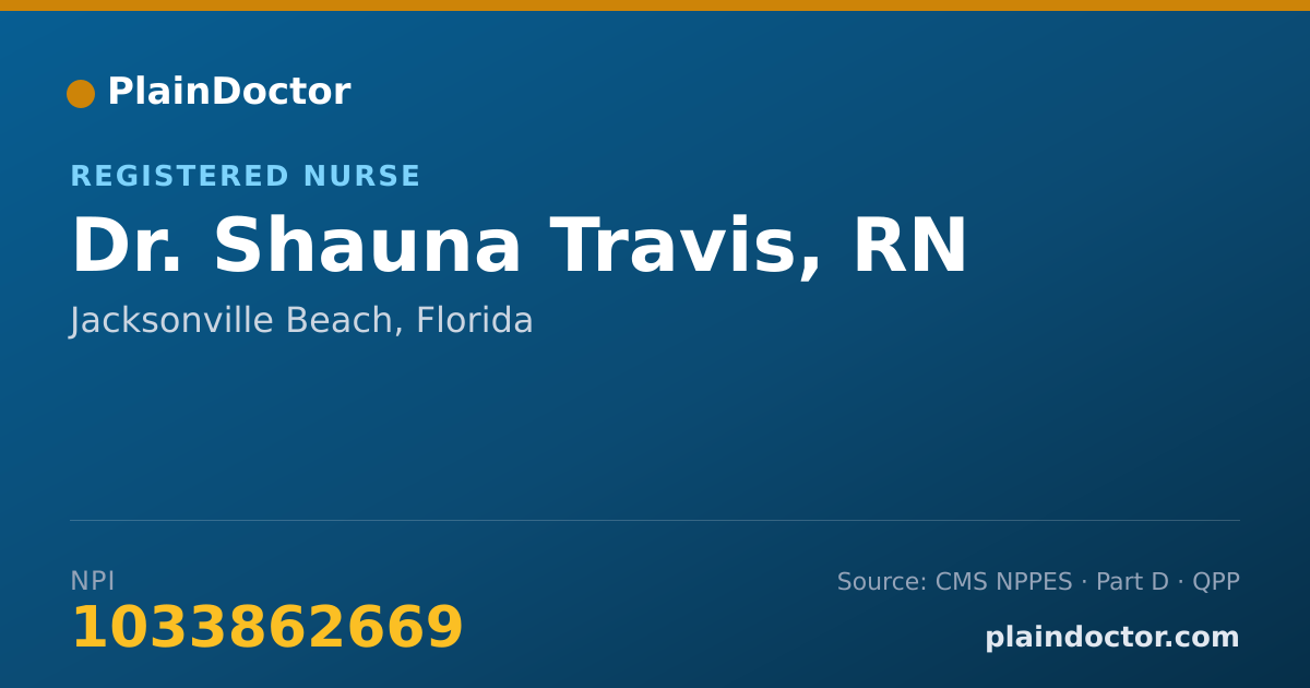 Shareable card for Shauna Travis, RN - Registered Nurse, Jacksonville Beach, FL