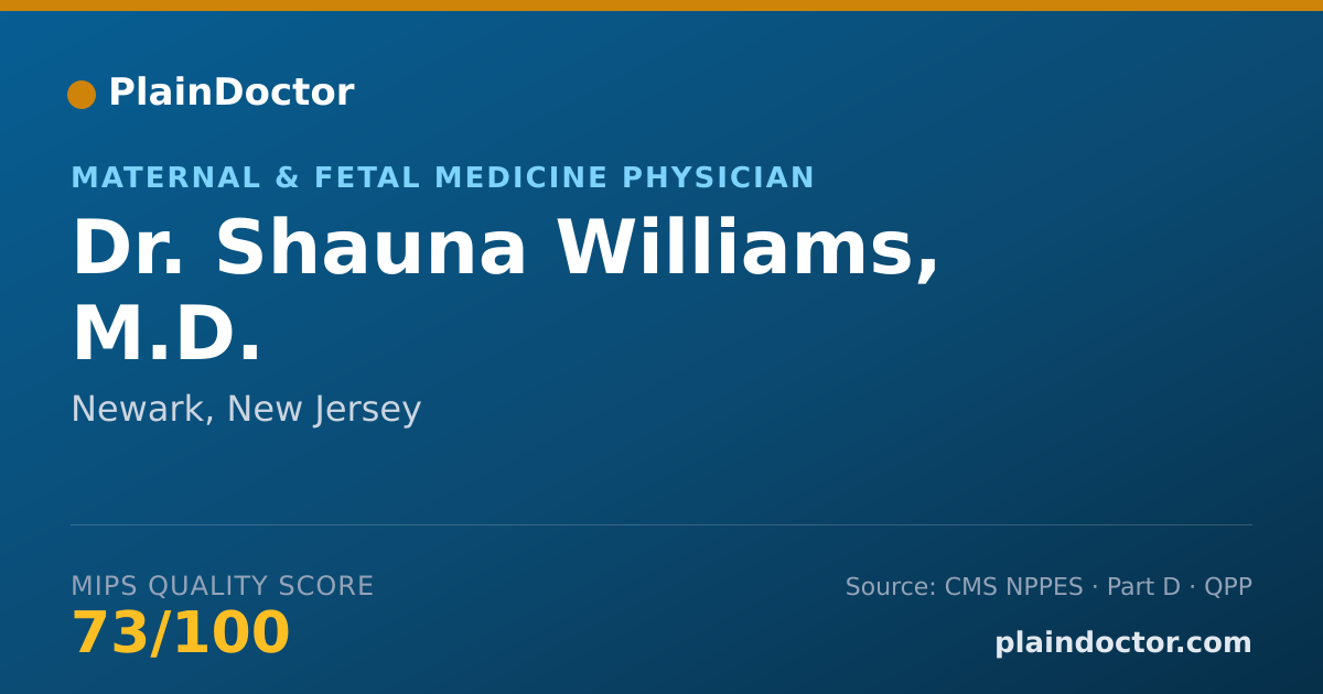 Shareable card for Shauna Williams, M.D. - Obstetrics & Gynecology Physician, Newark, NJ