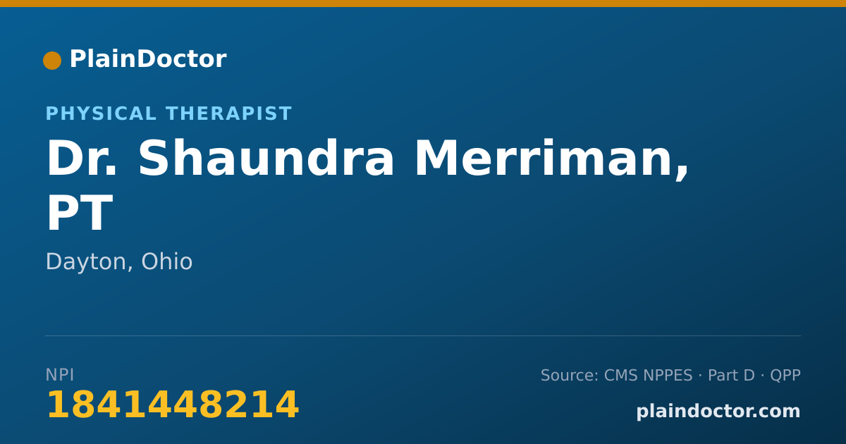 Shareable card for Shaundra Merriman, PT - Physical Therapist, Dayton, OH