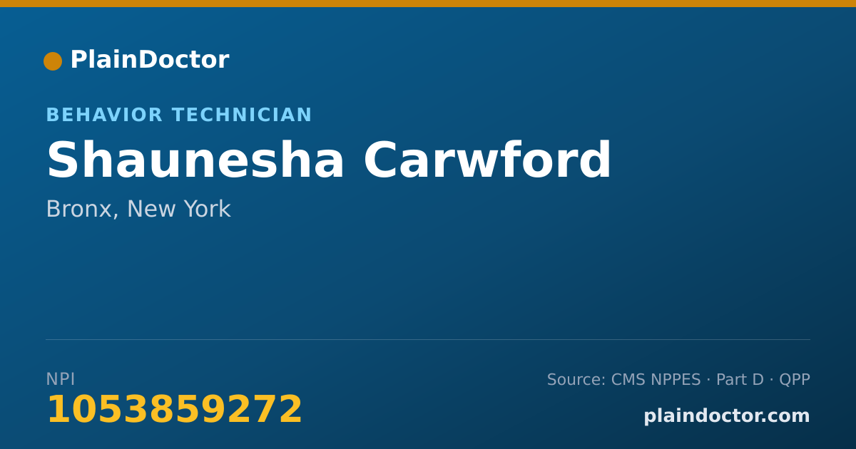 Shareable card for Shaunesha Carwford - Behavior Technician, Bronx, NY