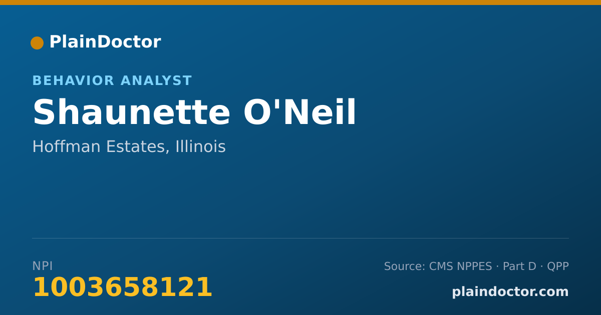 Shareable card for Shaunette O'Neil - Behavior Analyst, Hoffman Estates, IL
