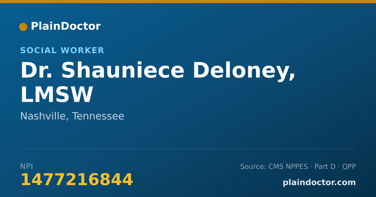Shareable card for Shauniece Deloney, LMSW - Social Worker, Nashville, TN