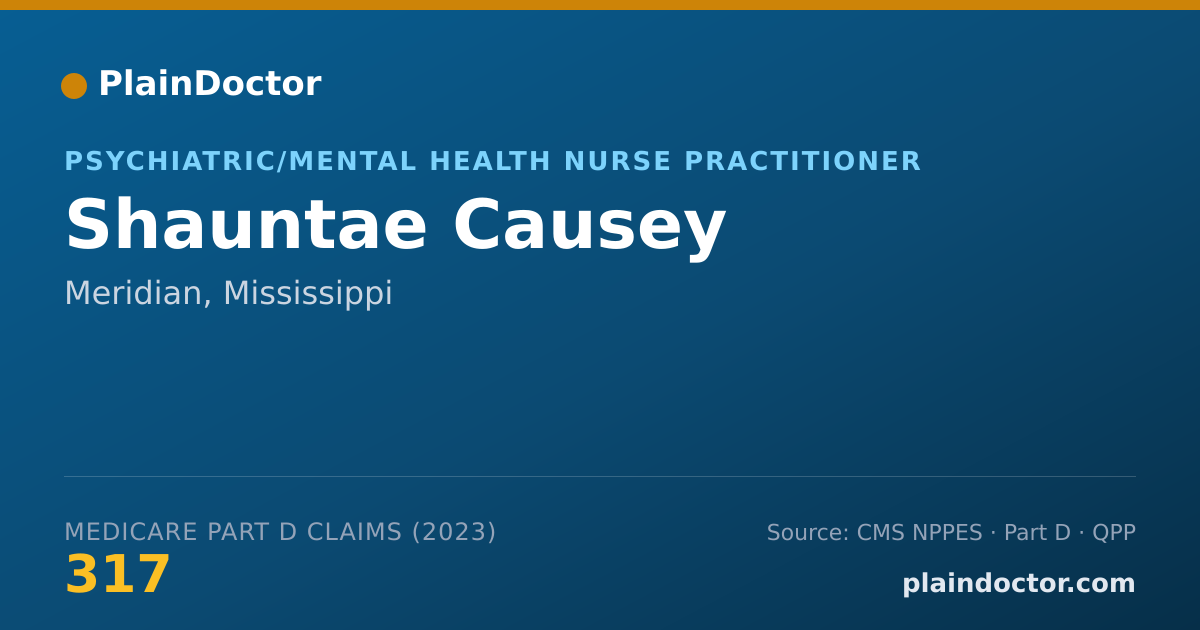 Shareable card for Shauntae Causey - Psychiatric/Mental Health Nurse Practitioner, Meridian, MS