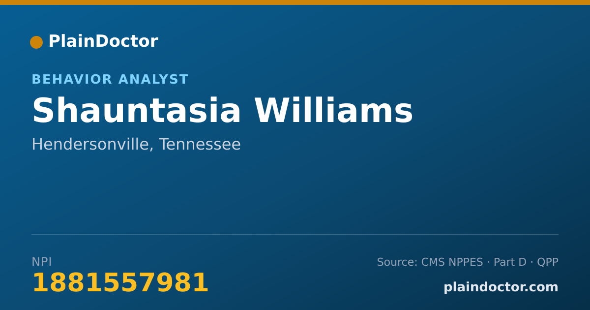 Shareable card for Shauntasia Williams - Behavior Analyst, Hendersonville, TN