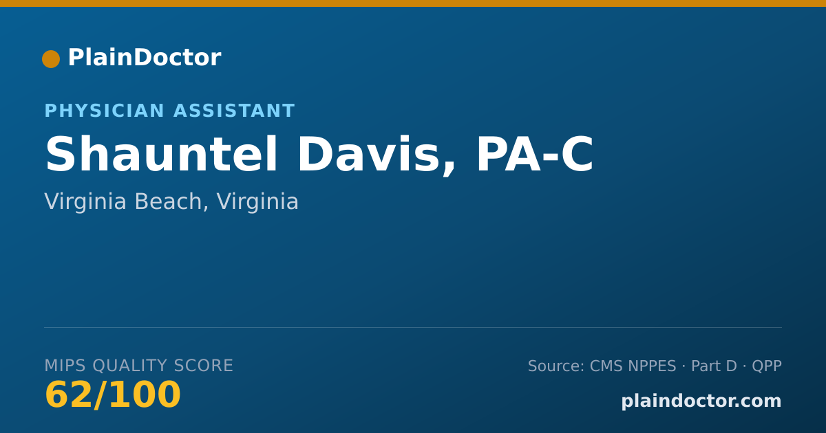 Shareable card for Shauntel Davis, PA-C - Physician Assistant, Virginia Beach, VA