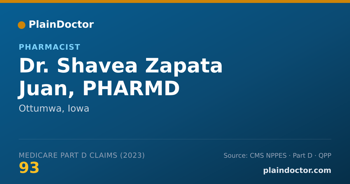 Shareable card for Shavea Zapata Juan, PHARMD - Pharmacist, Ottumwa, IA