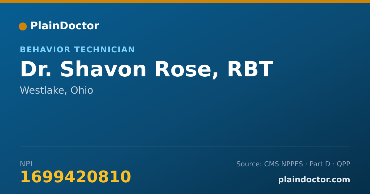 Shareable card for Shavon Rose, RBT - Behavior Technician, Westlake, OH