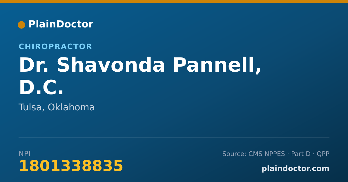 Shareable card for Shavonda Pannell, D.C. - Chiropractor, Tulsa, OK