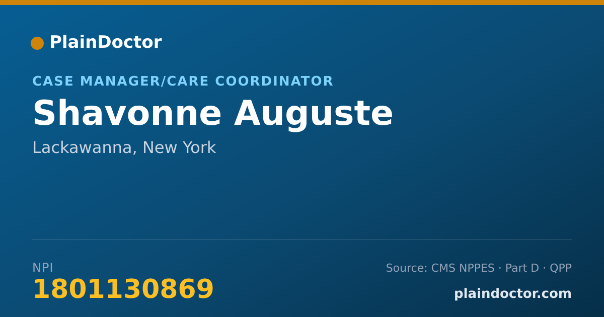 Shareable card for Shavonne Auguste - Case Manager/Care Coordinator, Lackawanna, NY
