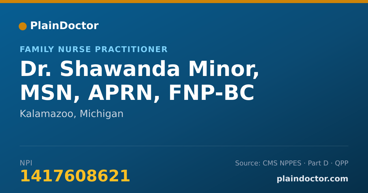 Shareable card for Shawanda Minor, MSN, APRN, FNP-BC - Family Nurse Practitioner, Kalamazoo, MI