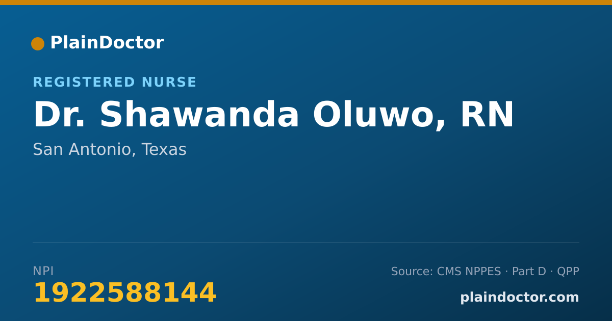Shareable card for Shawanda Oluwo, RN - Registered Nurse, San Antonio, TX