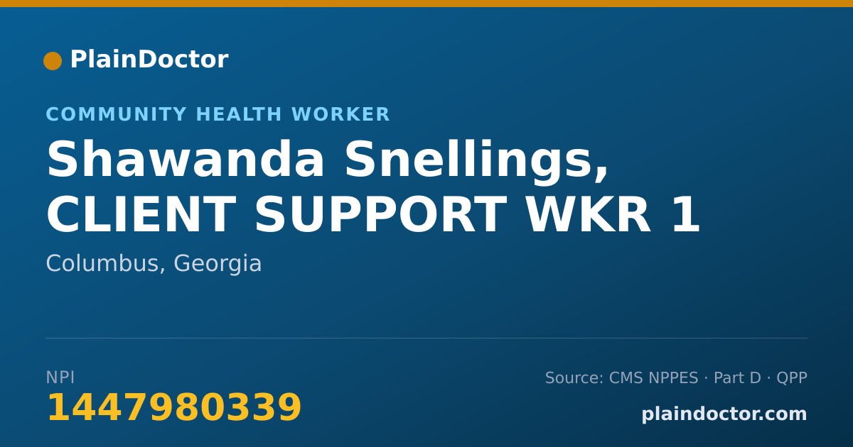 Shareable card for Shawanda Snellings, CLIENT SUPPORT WKR 1 - Community Health Worker, Columbus, GA