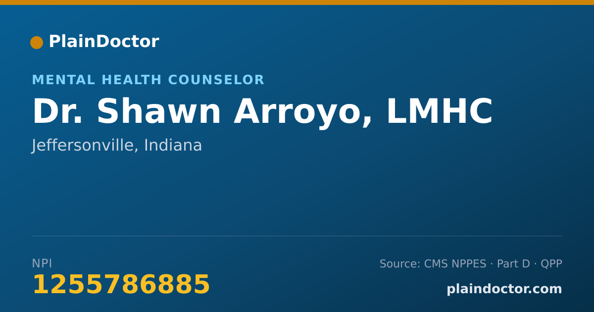 Shareable card for Shawn Arroyo, LMHC - Mental Health Counselor, Jeffersonville, IN