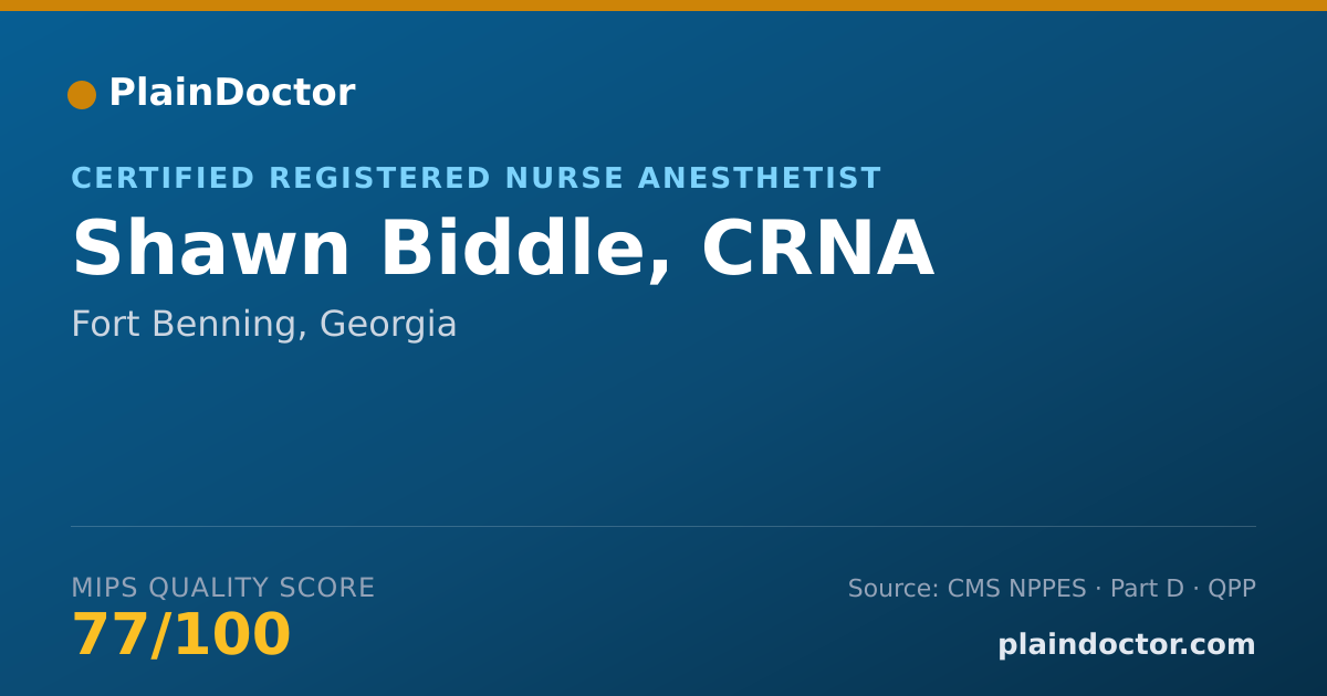 Shareable card for Shawn Biddle, CRNA - Certified Registered Nurse Anesthetist, Fort Benning, GA