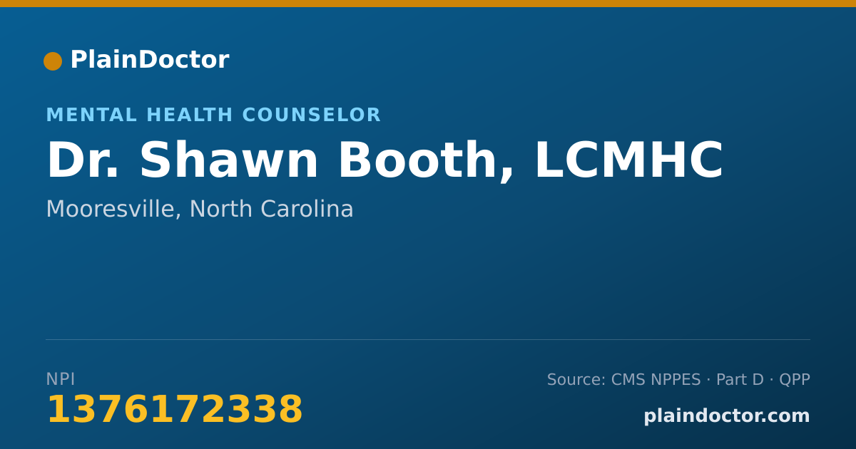 Shareable card for Shawn Booth, LCMHC - Mental Health Counselor, Mooresville, NC